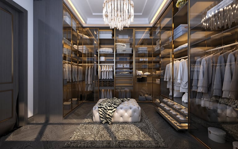 3D render of cloak room dressing room interior